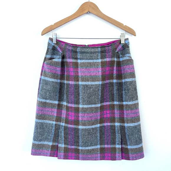 Boden Dresses & Skirts - Boden British Tweed by Moon Plaid Wool Skirt Women's Size 10L Pink Blue …